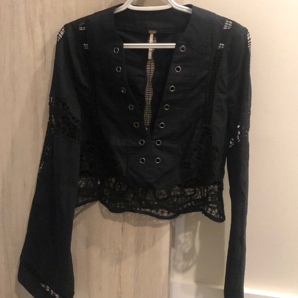 Free people black eyelet lace top zimmerman